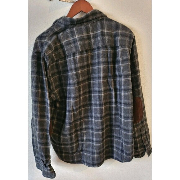 Outdoor Life Slim Fit Gray Bown Men's Elbow Patch Plaid Long Sleeves Top Size XL - Picture 8 of 11
